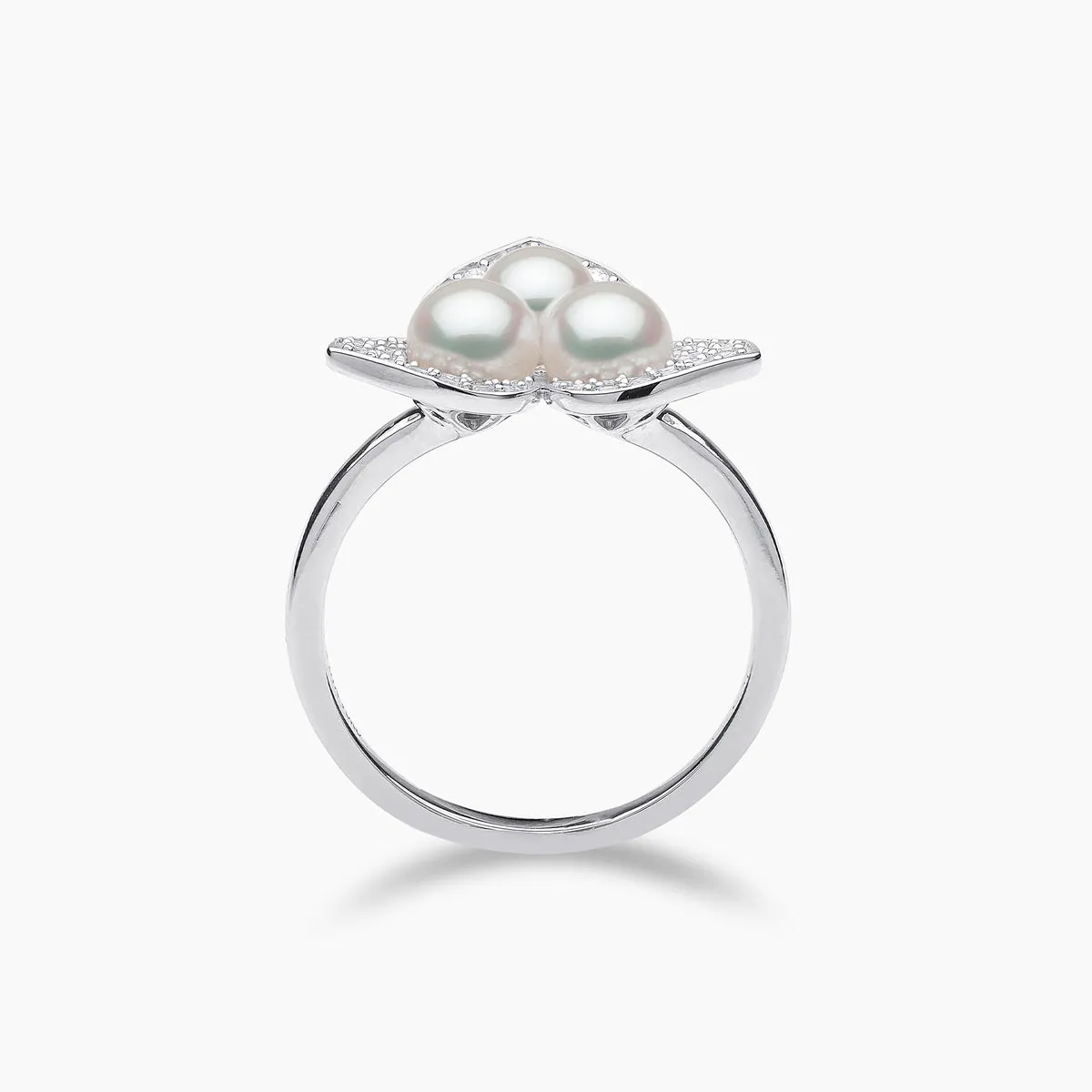 Petal 18K Gold Pearl and Diamond Blossom Ring