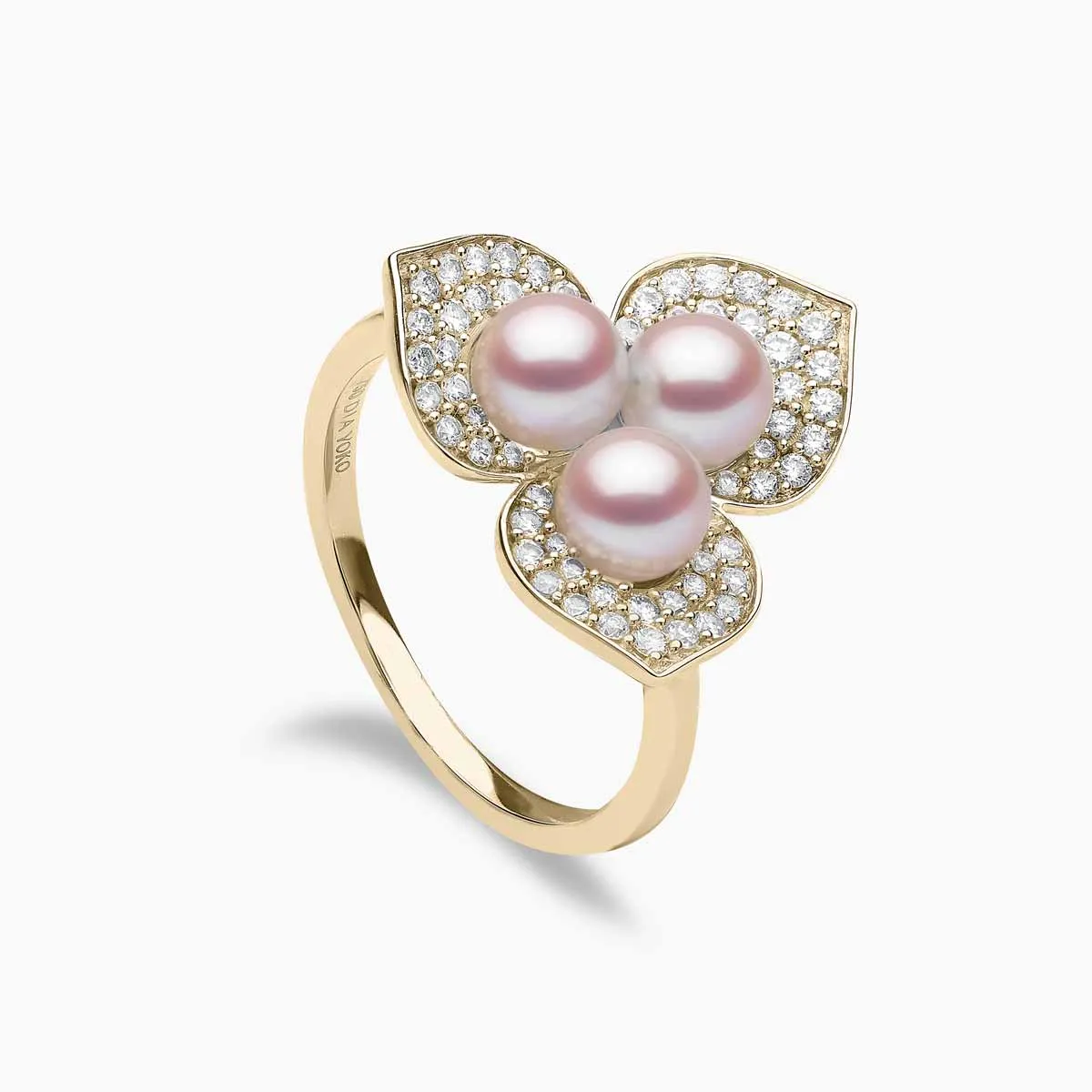 Petal 18K Gold Pearl and Diamond Blossom Ring