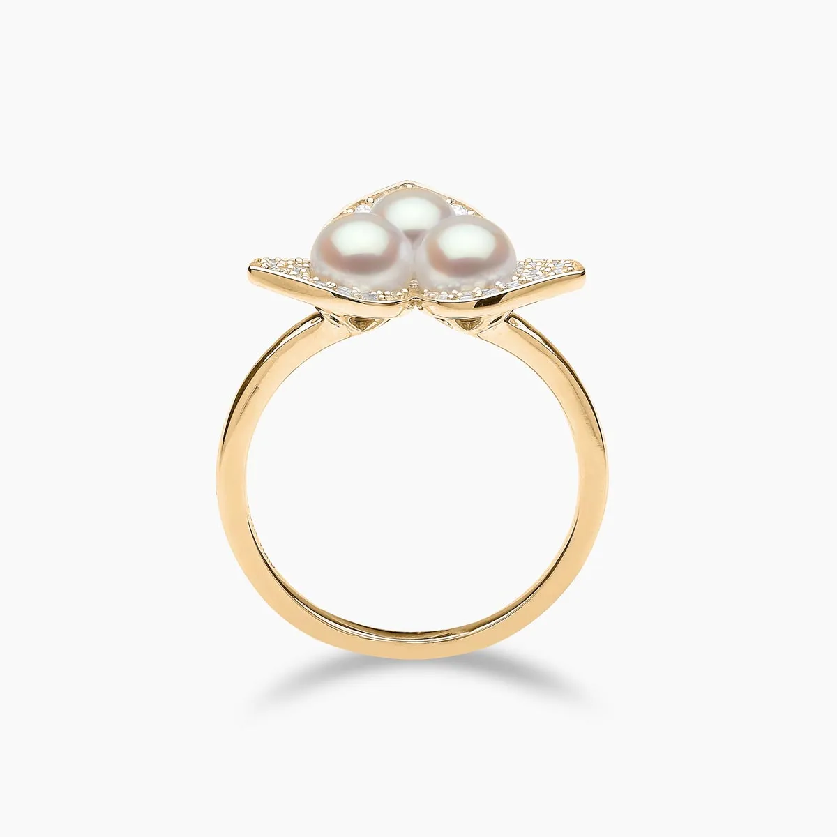 Petal 18K Gold Pearl and Diamond Blossom Ring
