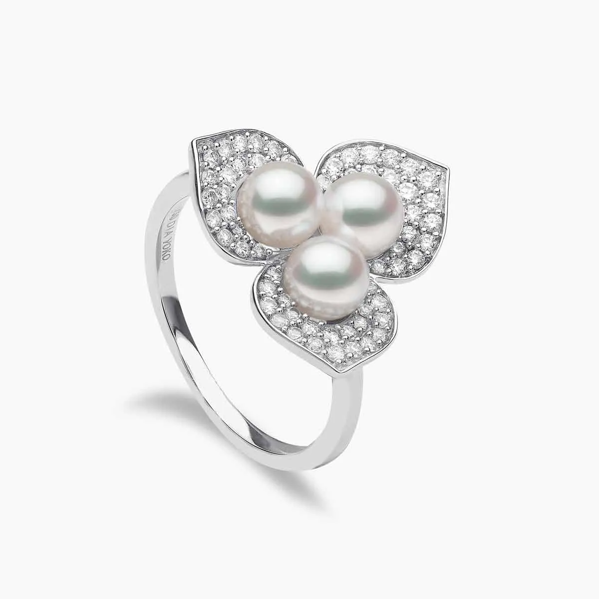Petal 18K Gold Pearl and Diamond Blossom Ring