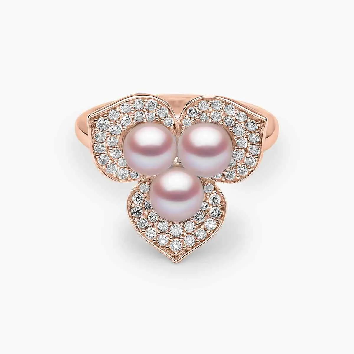 Petal 18K Gold Pearl and Diamond Blossom Ring