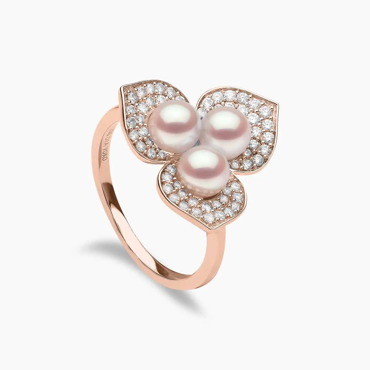 Petal 18K Gold Pearl and Diamond Blossom Ring