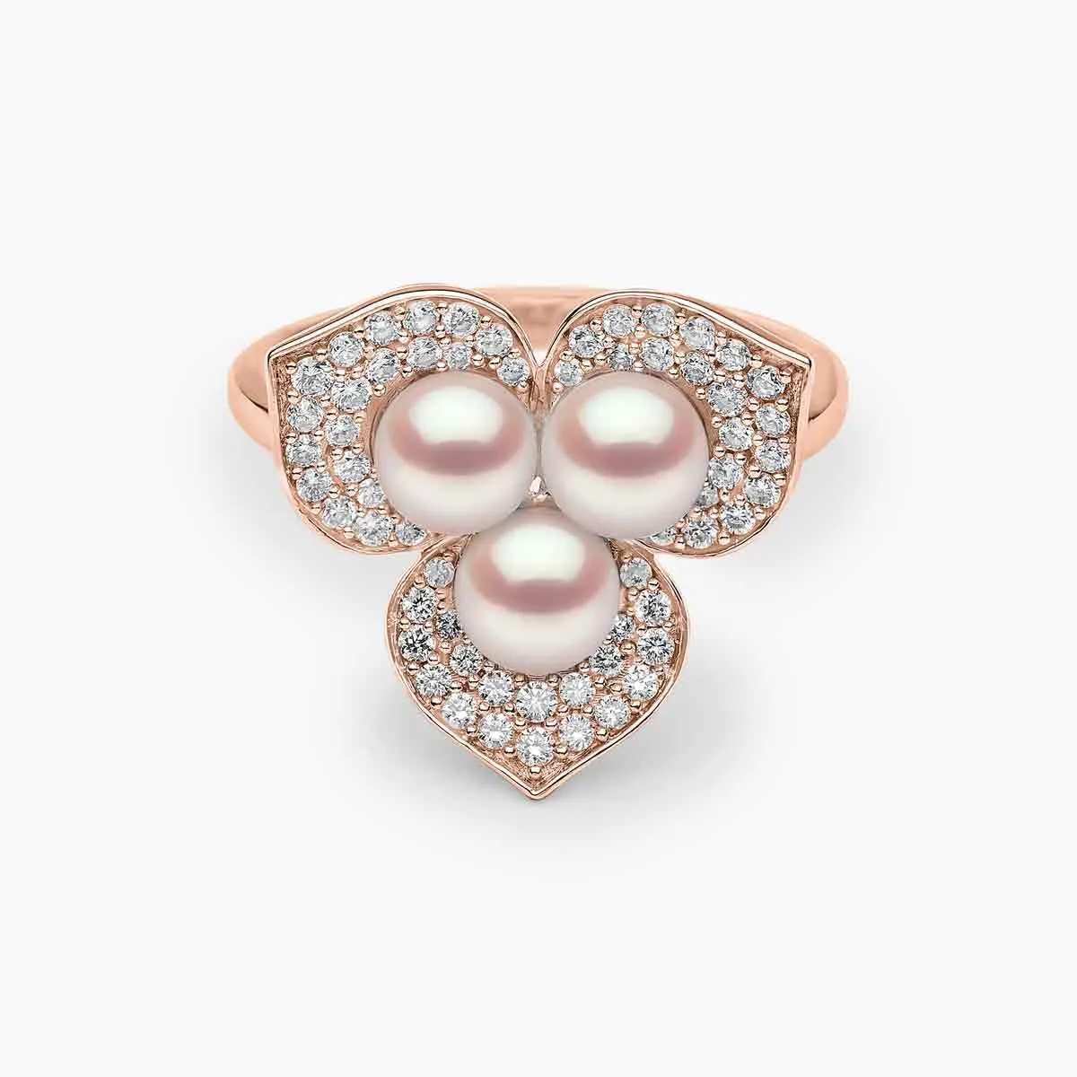 Petal 18K Gold Pearl and Diamond Blossom Ring