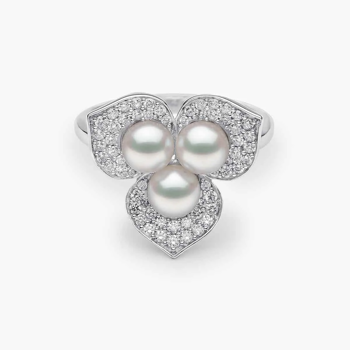 Petal 18K Gold Pearl and Diamond Blossom Ring