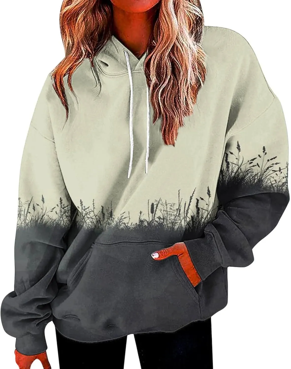 PETYCZEN Hoodies for Women Fall Fashion Long Sleeve Oversized Hoodie Lightweight Drawstring Sweatshirt Casual Pullover Tops