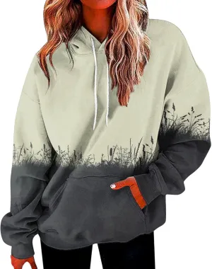 PETYCZEN Hoodies for Women Fall Fashion Long Sleeve Oversized Hoodie Lightweight Drawstring Sweatshirt Casual Pullover Tops