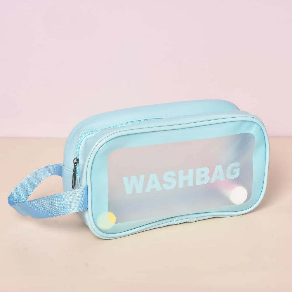 Portable Makeup Organizer Bag WASHBAG Blue Small