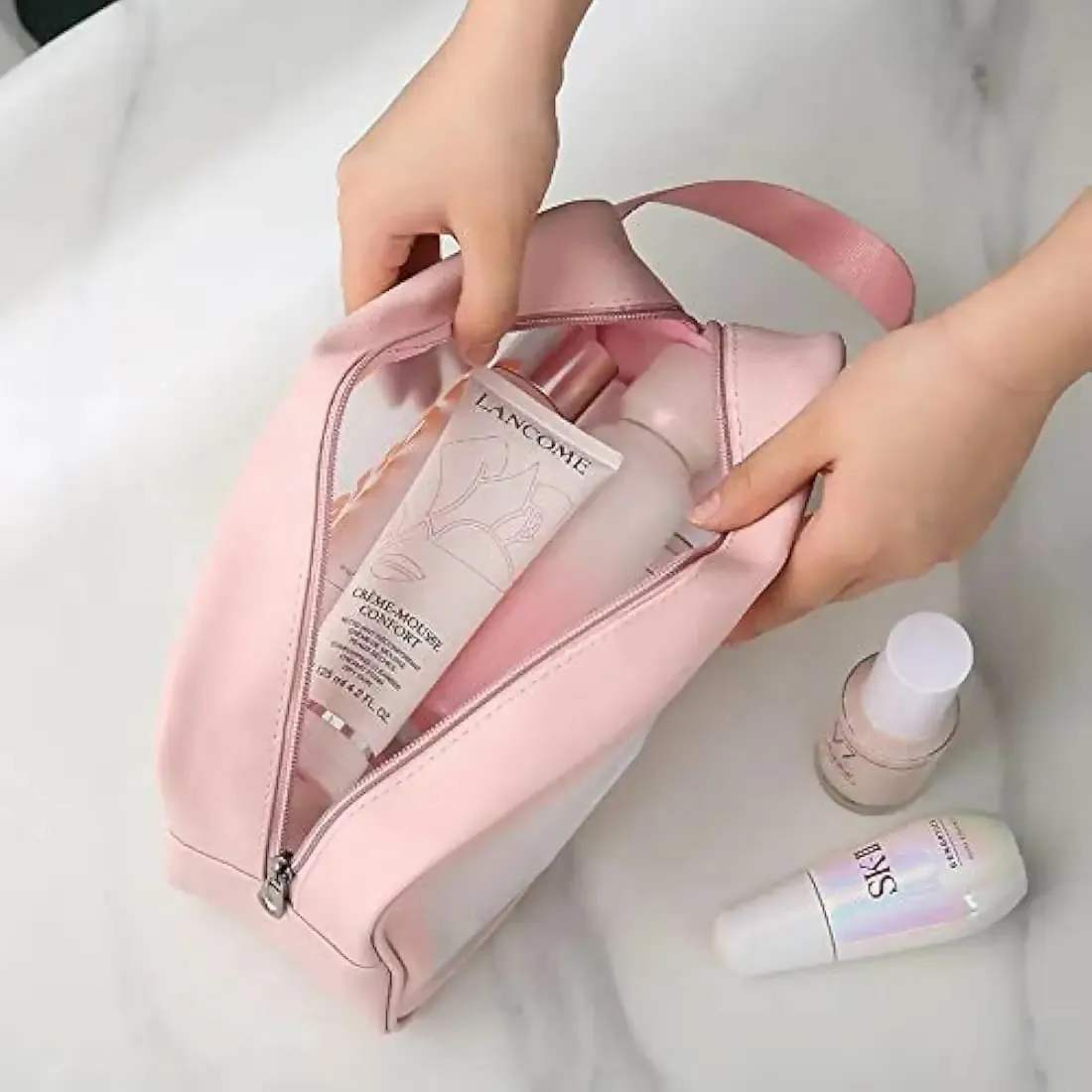 Portable Makeup Organizer Bag WASHBAG Pink Small