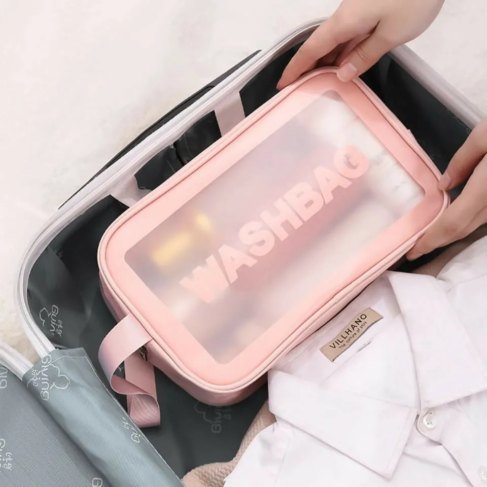 Portable Makeup Organizer Bag WASHBAG Pink Small