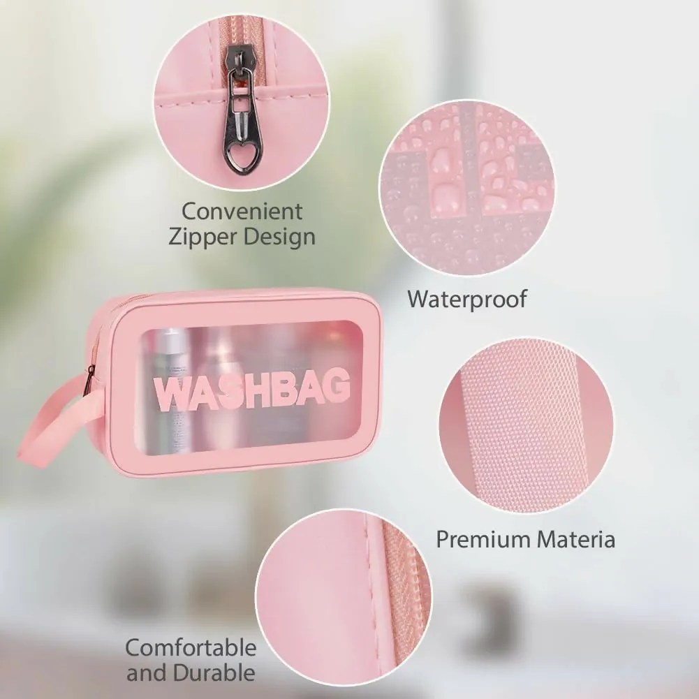 Portable Makeup Organizer Bag WASHBAG Pink Small