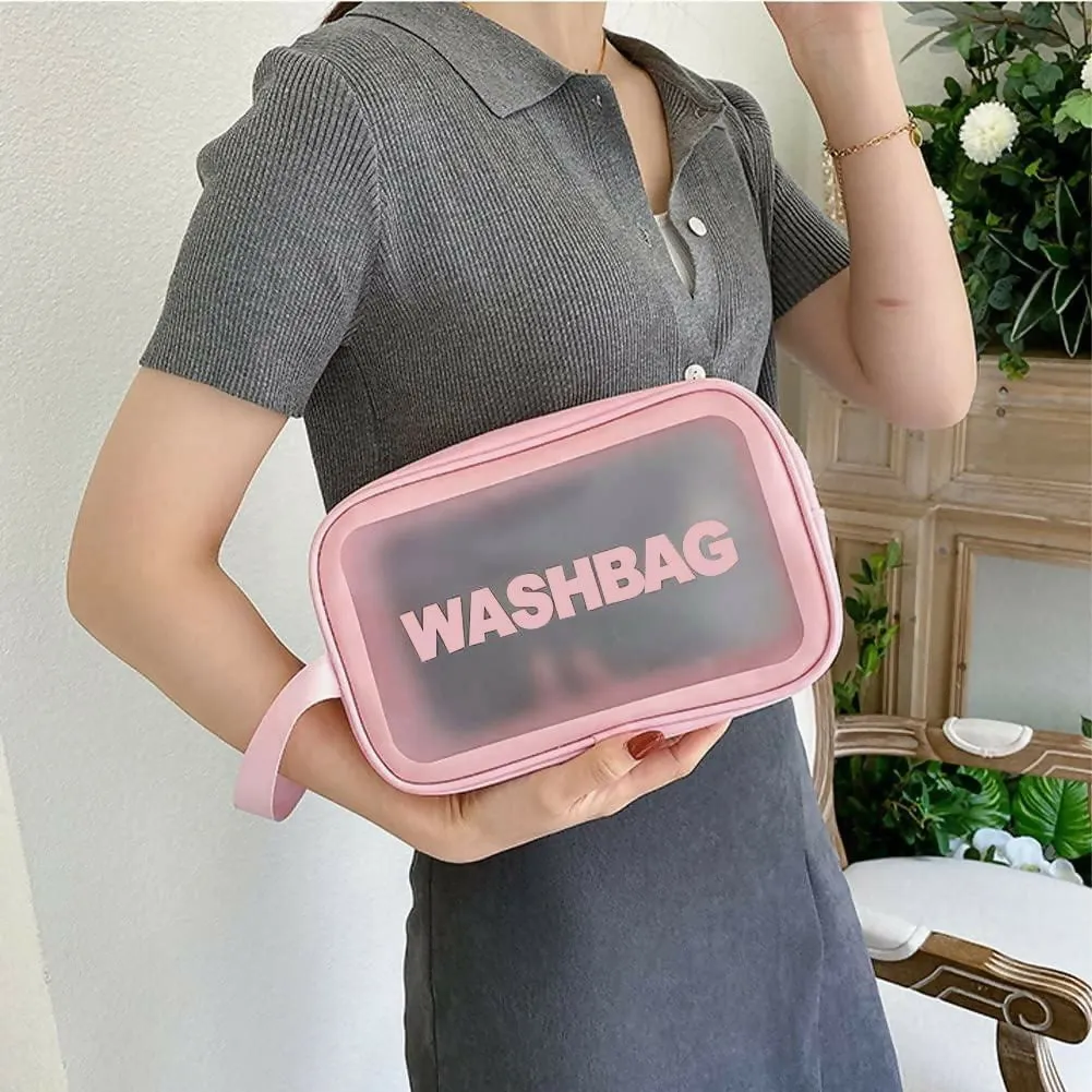 Portable Makeup Organizer Bag WASHBAG Pink Small