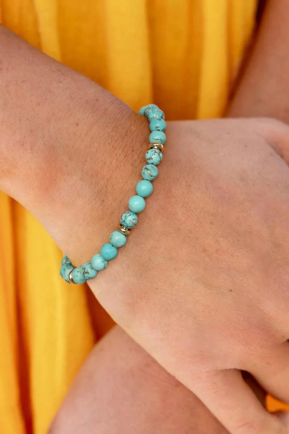 POTESSA Healing Stone Beaded Bracelets for Women Semi-Precious Gemstones Bracelets Pearl Beaded Bracelet Adjustable Strand Bracelets 6MM