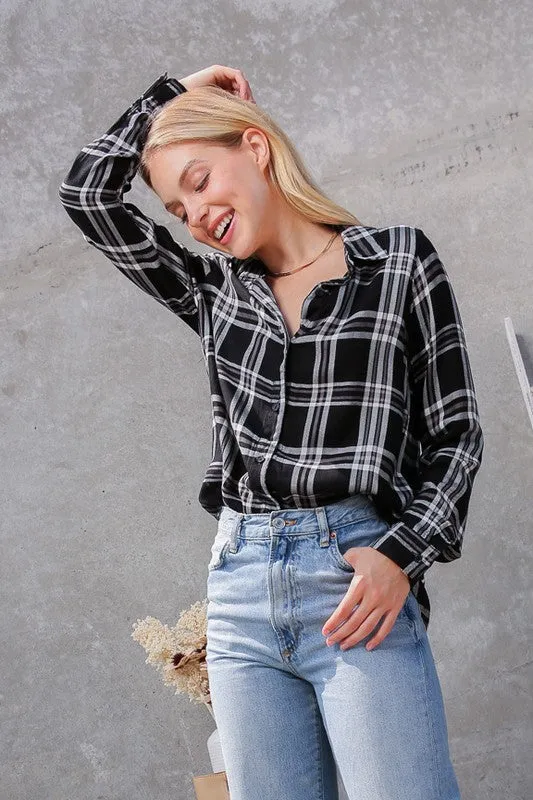 Preston Plaid Print Rayon Top