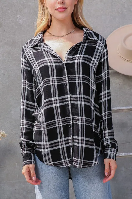 Preston Plaid Print Rayon Top