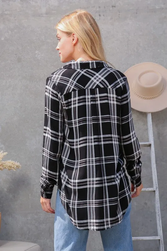 Preston Plaid Print Rayon Top