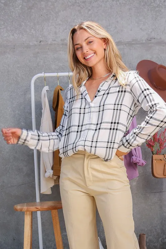 Preston Plaid Print Rayon Top