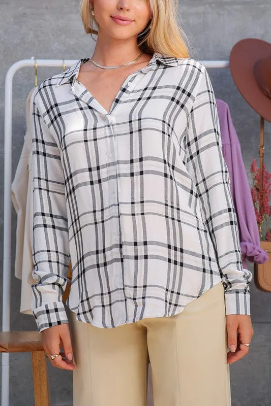 Preston Plaid Print Rayon Top