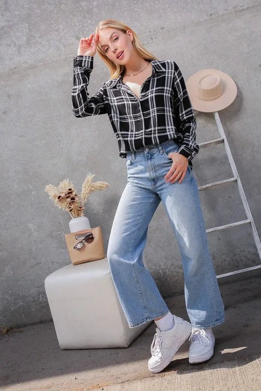Preston Plaid Print Rayon Top