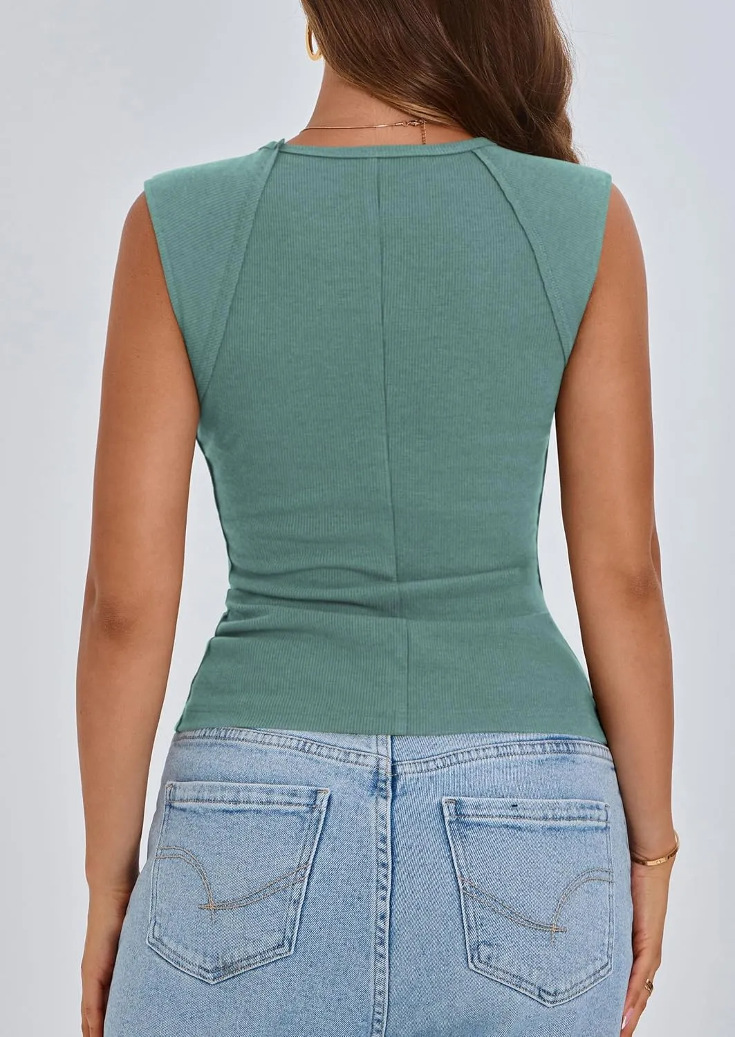 PRETTYGARDEN Women's Ribbed Tank Tops 2025 Summer Cap Sleeve Slim Fitted Knit Basic Casual Tee Shirts Trendy Fashion Clothes