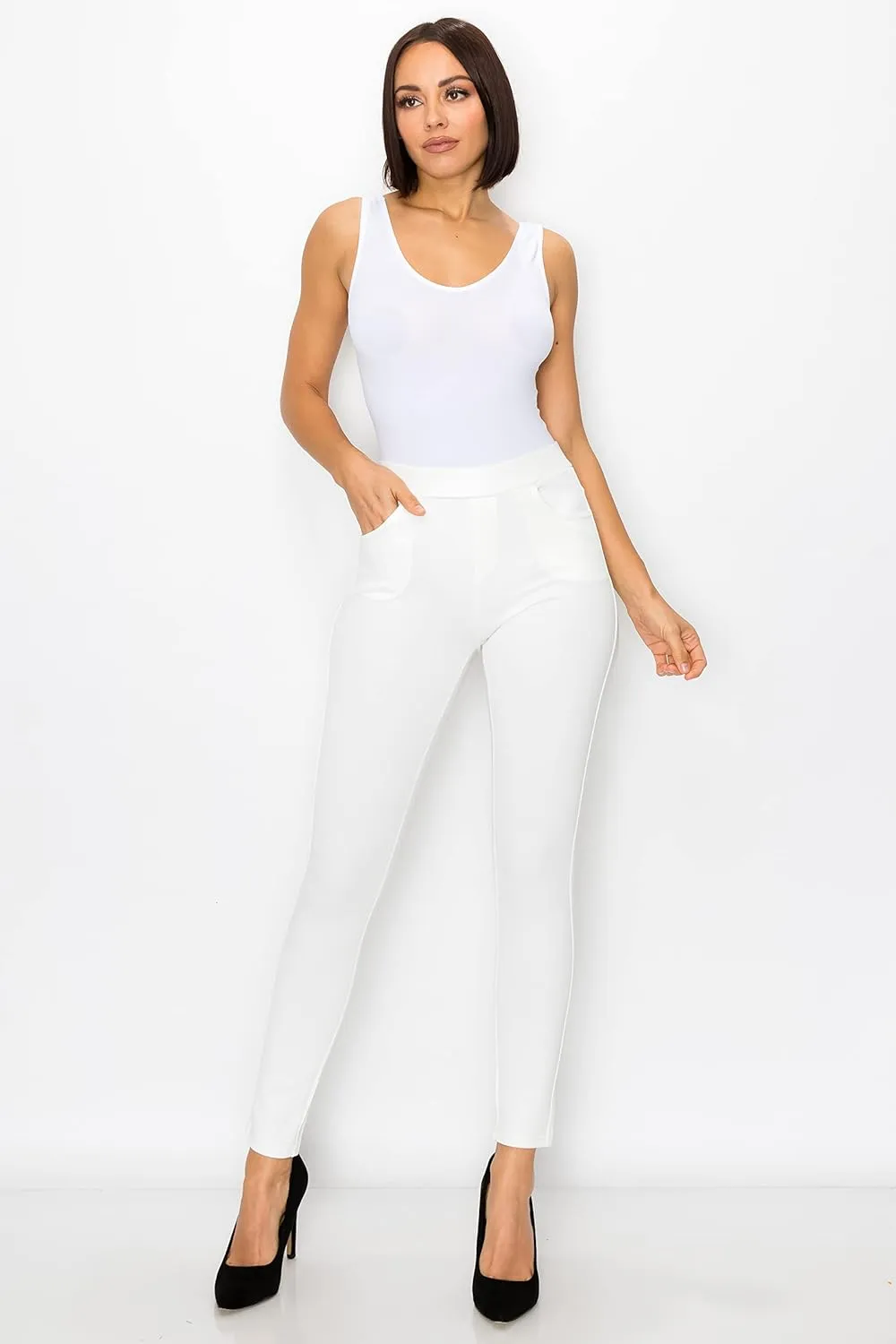Prolific Health Women's Pull-On Ponte Pants  High Waist Slim or Flared Trousers with Tummy Control for Work or Casual Wear