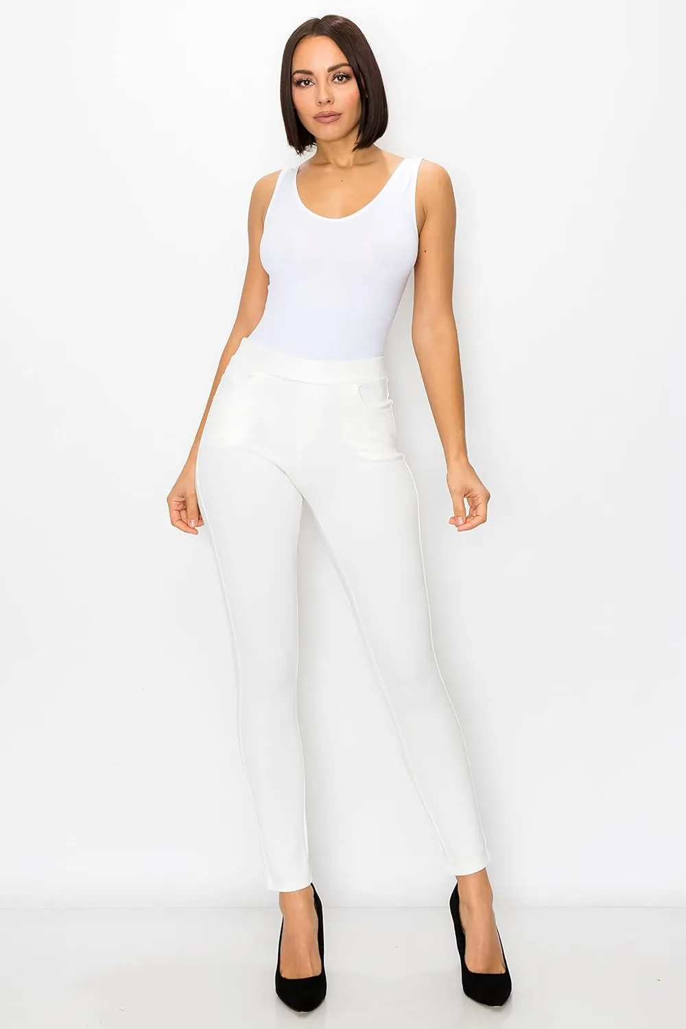 Prolific Health Women's Pull-On Ponte Pants  High Waist Slim or Flared Trousers with Tummy Control for Work or Casual Wear