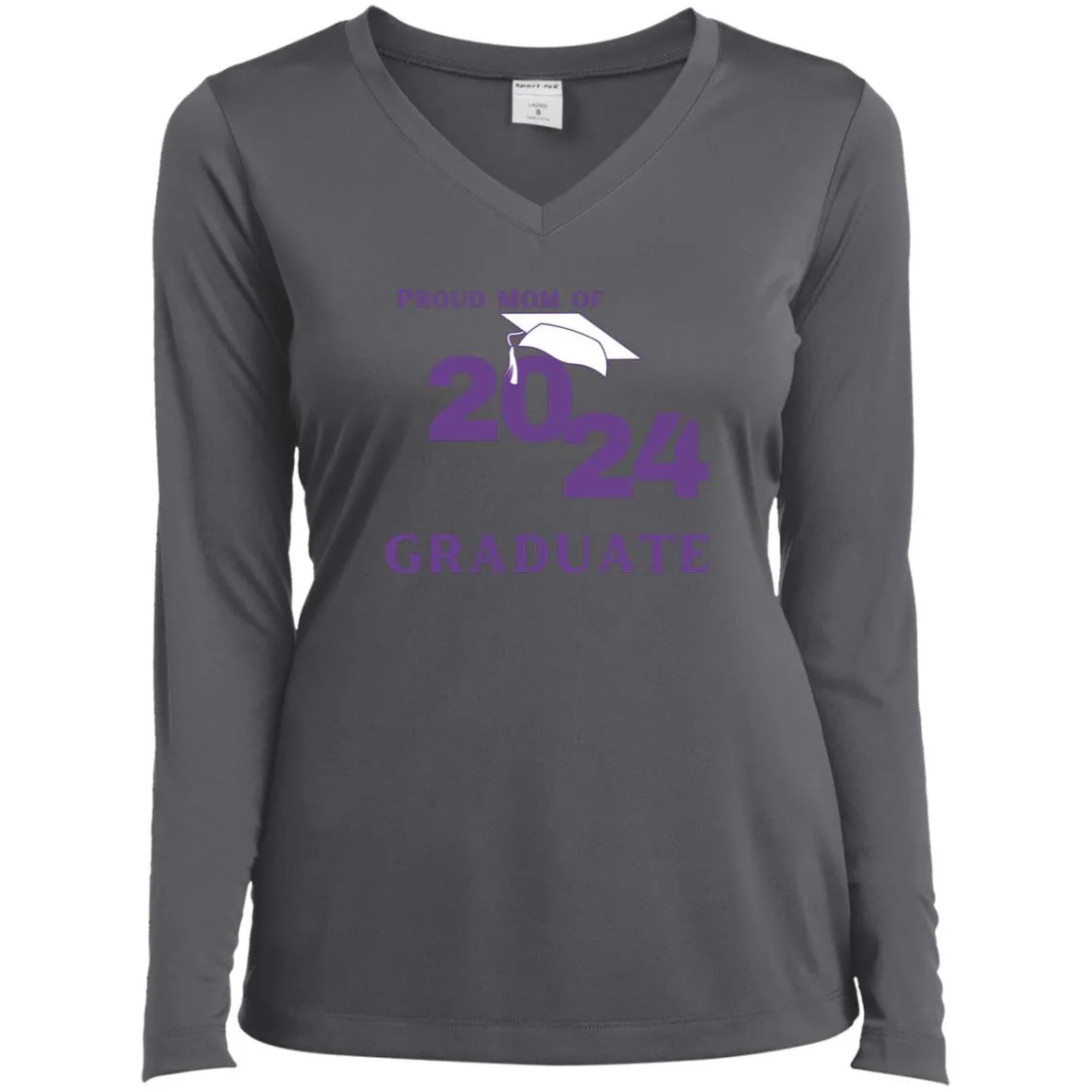 Proud Mom -- Graduate 2024 -- Ladies’ Long Sleeve Performance V-Neck Tee