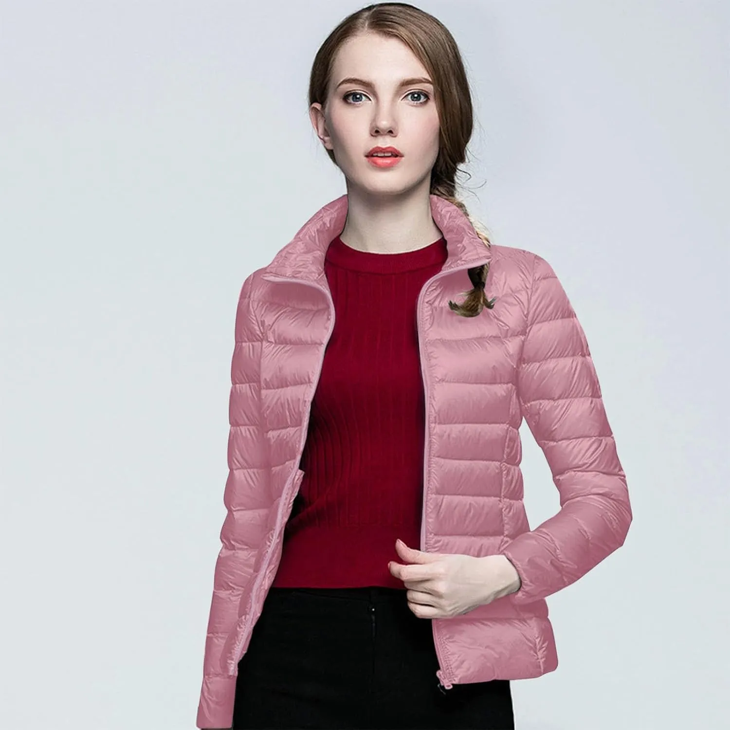 Puffer Jacket for Women Packable Lightweight Fall Winter Down Jacket Warm Slim Fit Casual Bubble Coat for Travel Outdoor