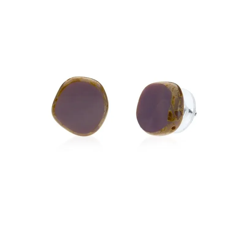 Purple Circle Glass Beaded Small Stud Earrings