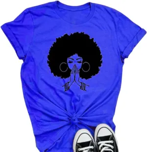 Qianxitang Women's Tops Cute Graphic Print Summer Causal Cotton Round Neck Short Sleeve Blouses T Shirt