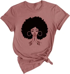 Qianxitang Women's Tops Cute Graphic Print Summer Causal Cotton Round Neck Short Sleeve Blouses T Shirt