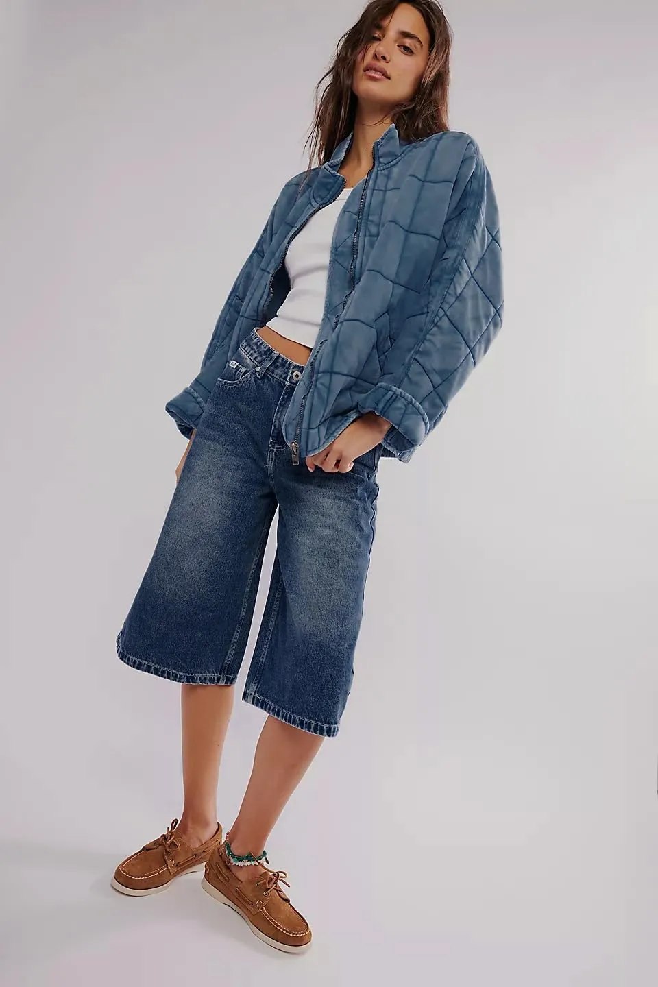 Quilted Jackets for Women Long Sleeve Zip Up Jacket Down Coat Loose Fit Puffer Jackets Winter Warm Outwear with Pockets
