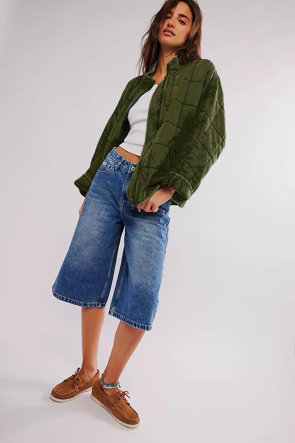 Quilted Jackets for Women Long Sleeve Zip Up Jacket Down Coat Loose Fit Puffer Jackets Winter Warm Outwear with Pockets
