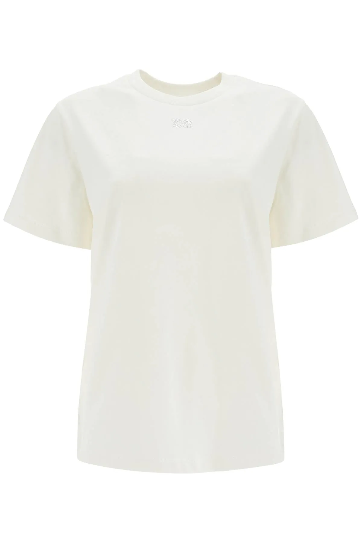 "logo rhinestone t-shirt T3946 EGRET