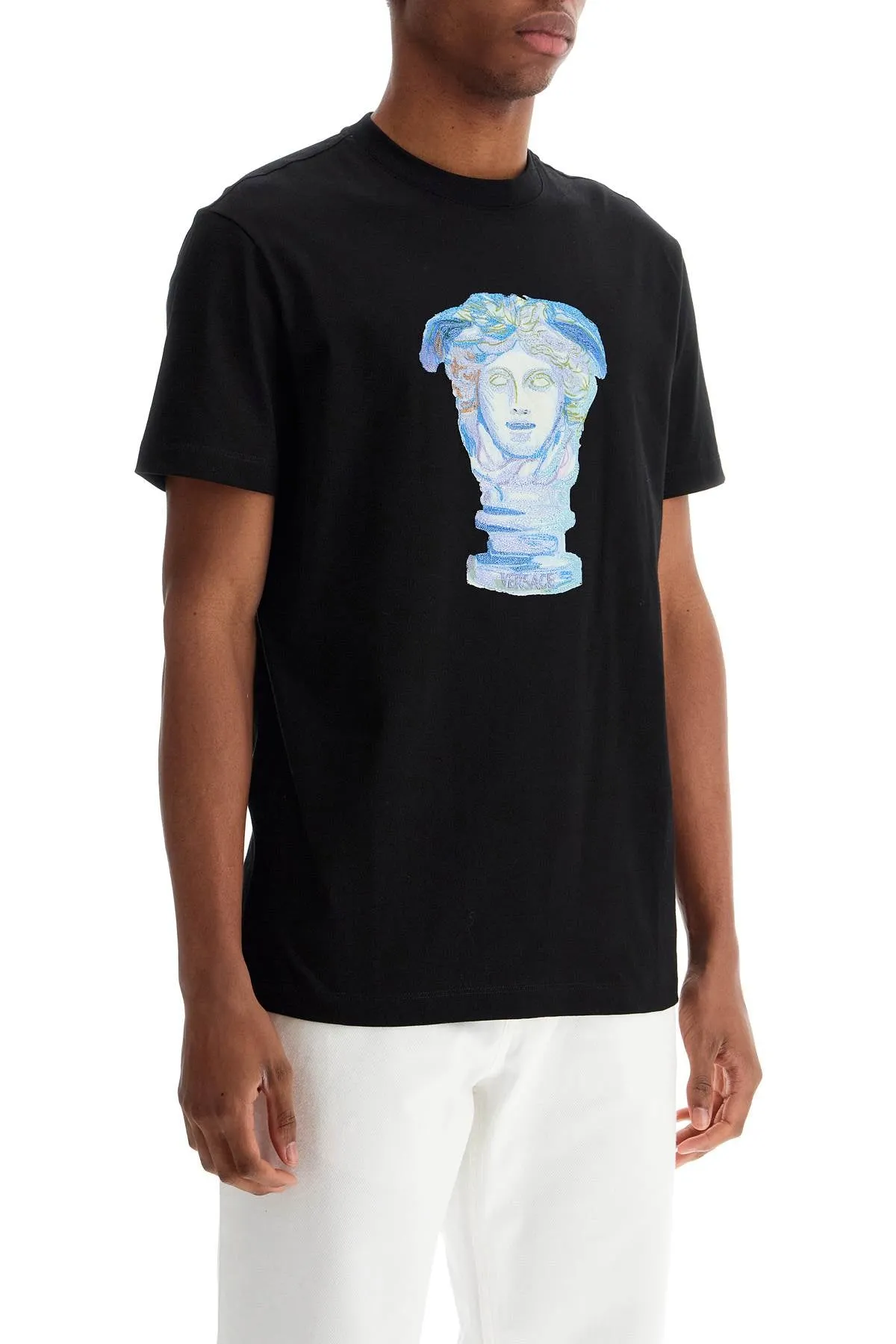 "medusa gallery embroidered t-shirt 1013944 1A13432 BLACK
