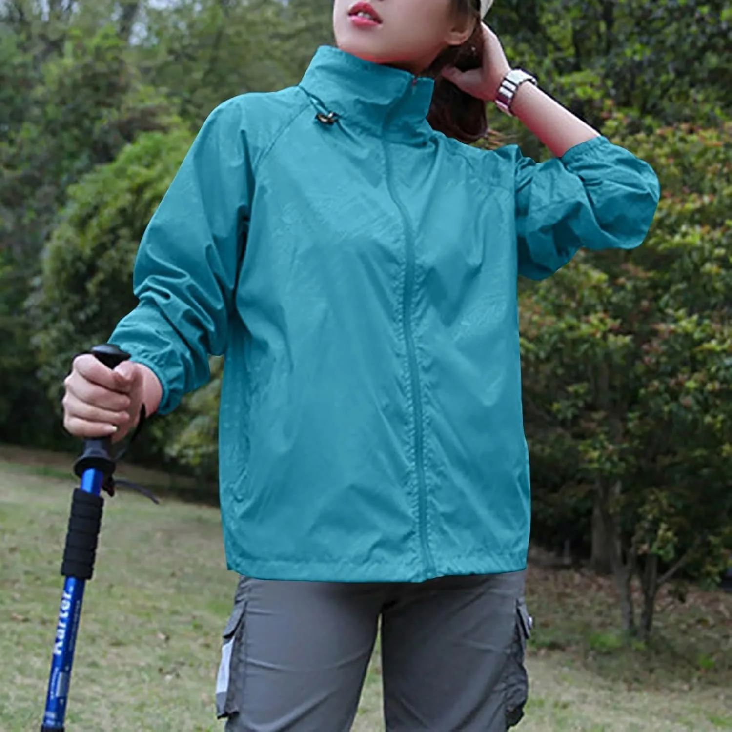 Rain Jacket Women Lightweight Hooded Raincoat Waterproof Windbreaker Jackets Packable Rain Coats with Pockets
