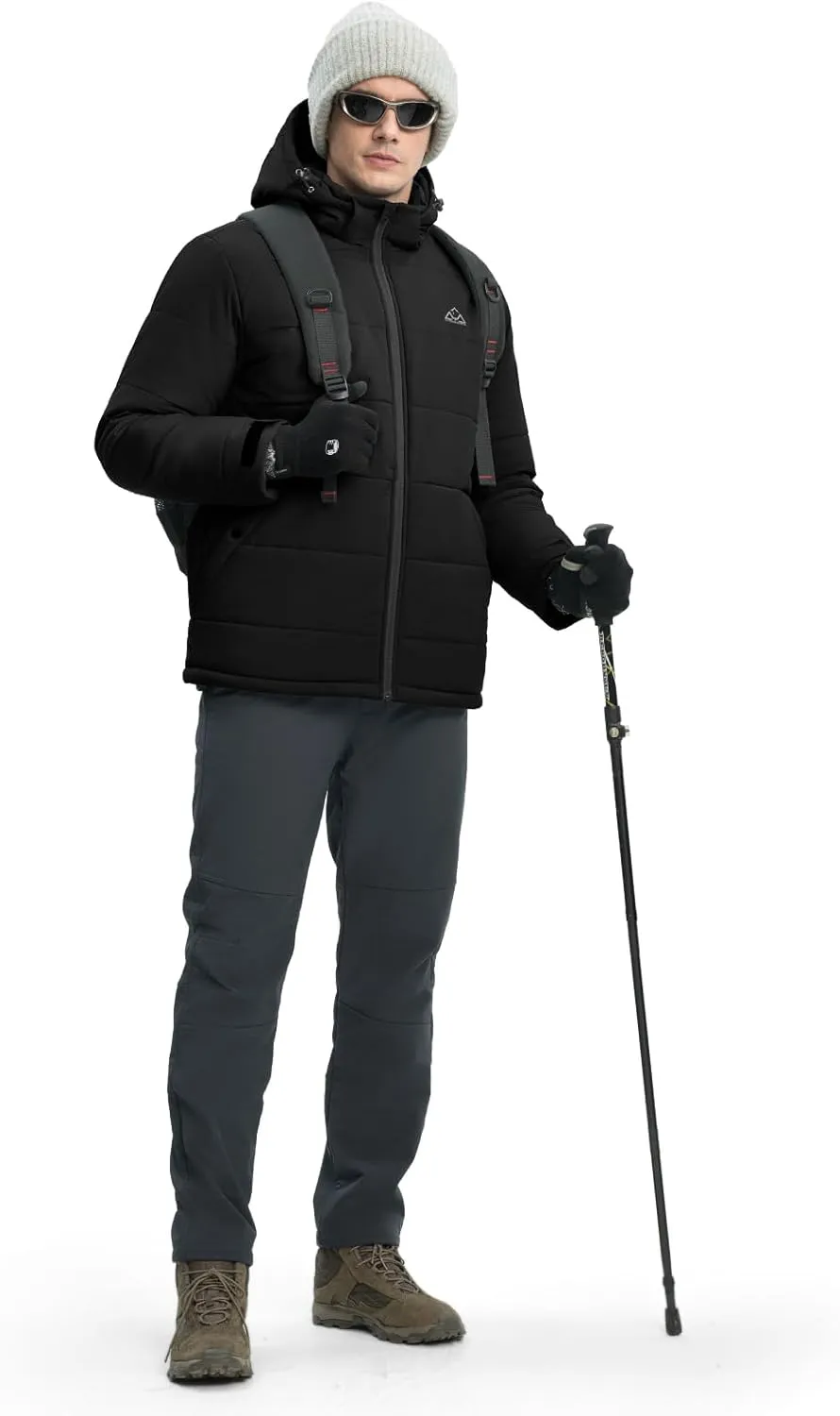 Rdruko Men's Winter Coats Water Resistant Fleece Insulated Warm Windproof Thicken Hooded Jacket