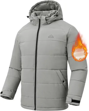 Rdruko Men's Winter Coats Water Resistant Fleece Insulated Warm Windproof Thicken Hooded Jacket