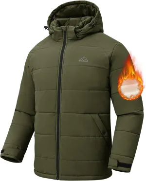 Rdruko Men's Winter Coats Water Resistant Fleece Insulated Warm Windproof Thicken Hooded Jacket