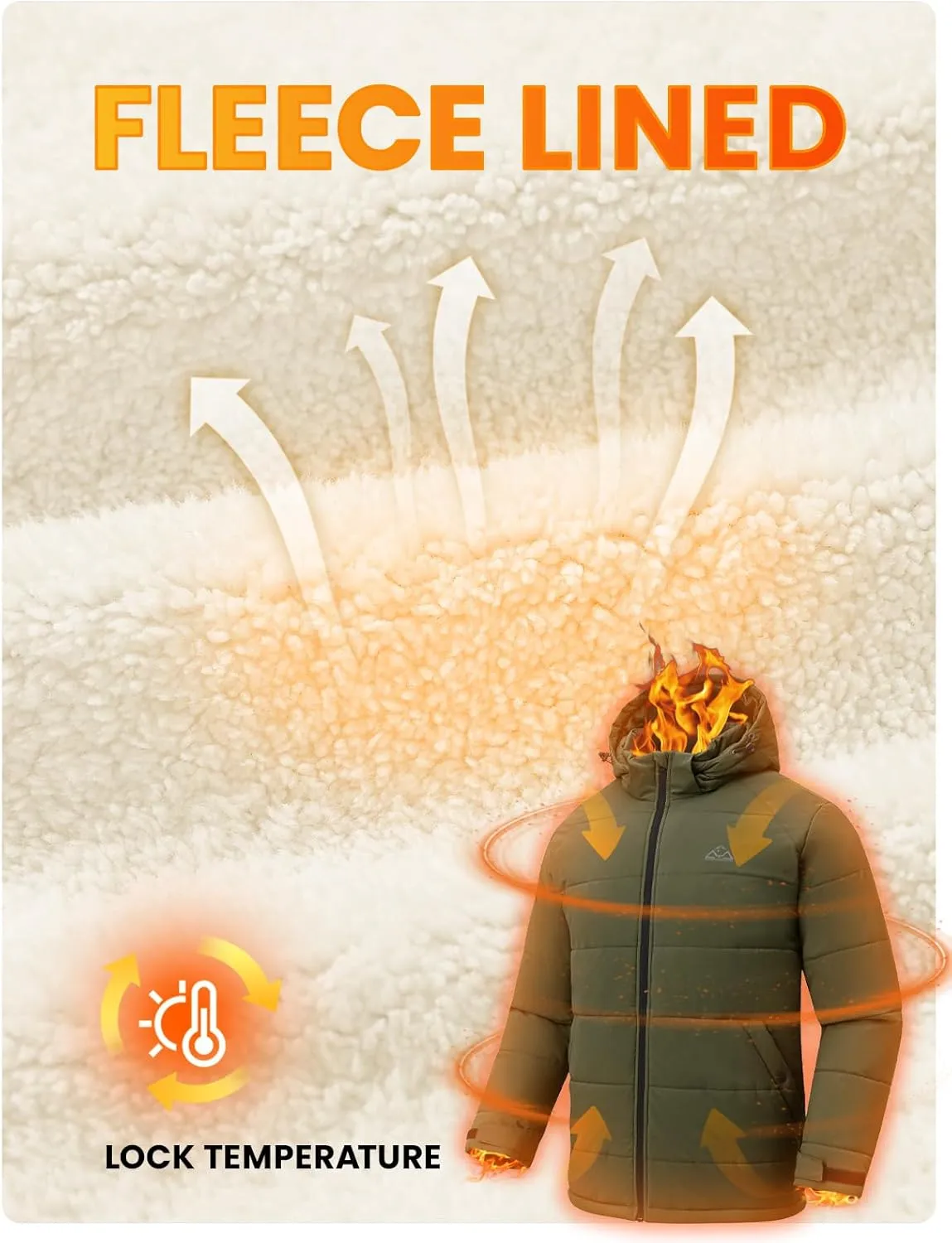 Rdruko Men's Winter Coats Water Resistant Fleece Insulated Warm Windproof Thicken Hooded Jacket