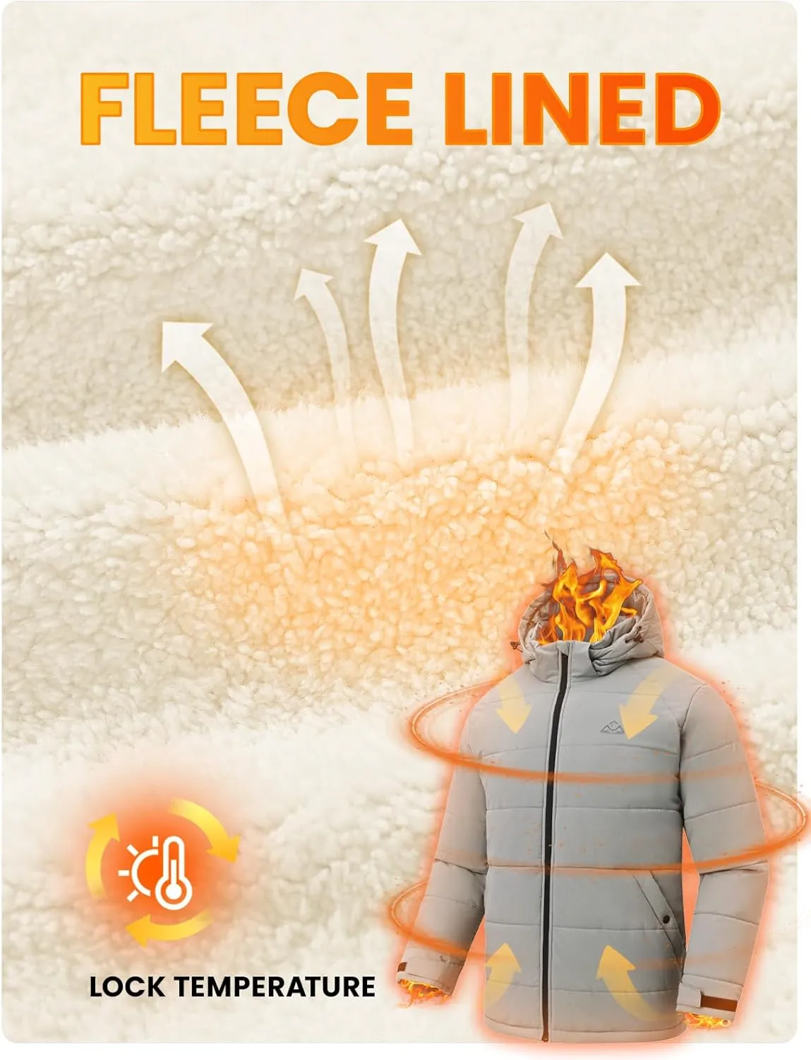 Rdruko Men's Winter Coats Water Resistant Fleece Insulated Warm Windproof Thicken Hooded Jacket