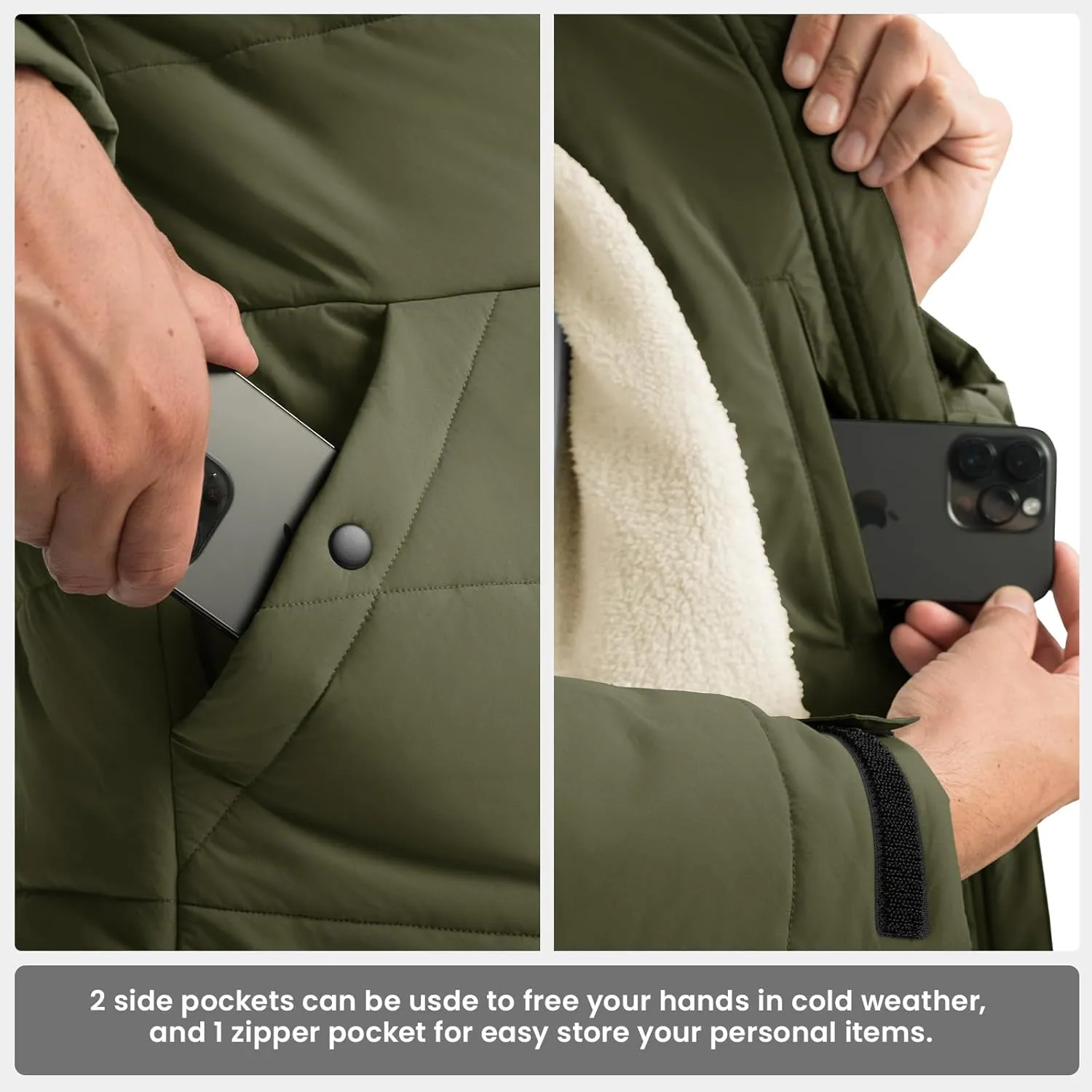 Rdruko Men's Winter Coats Water Resistant Fleece Insulated Warm Windproof Thicken Hooded Jacket