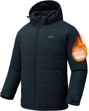 Rdruko Men's Winter Coats Water Resistant Fleece Insulated Warm Windproof Thicken Hooded Jacket