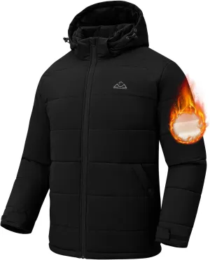 Rdruko Men's Winter Coats Water Resistant Fleece Insulated Warm Windproof Thicken Hooded Jacket