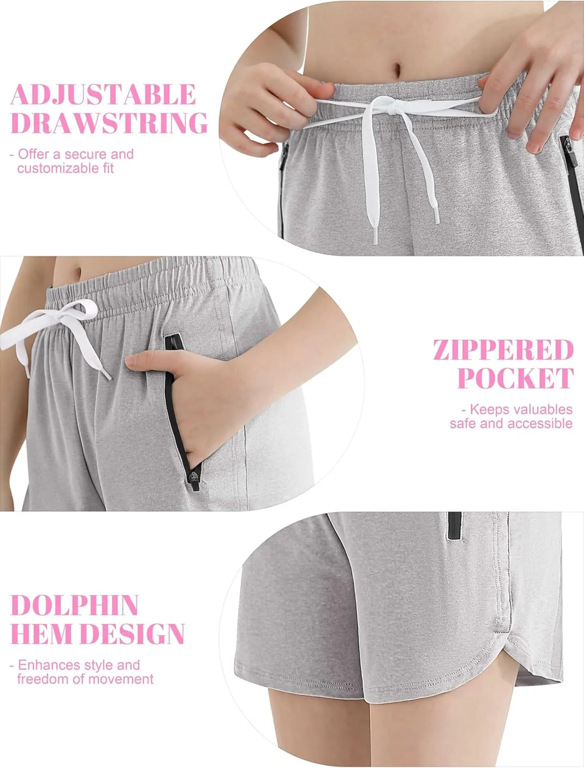 Resinta 4 Pack Girls Athletic Shorts Dry-Fit Soccer Running Shorts for Kids Workout Gym Active Apparel with Zipper Pockets