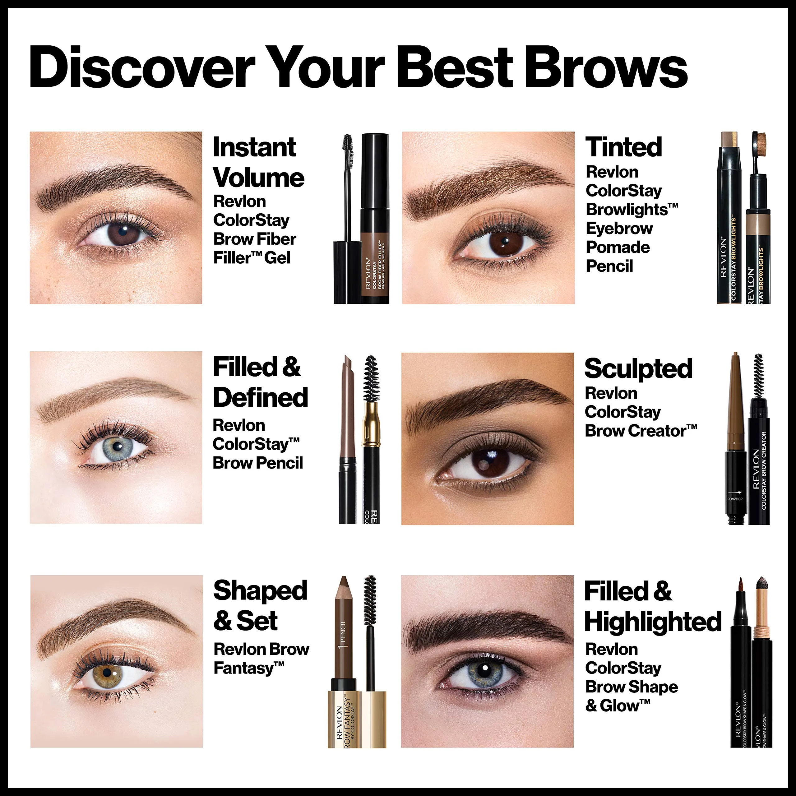 Revlon Colorstay Eyebrow Pencil Creator with Powder & Spoolie Brush to Fill, Define, Sculpt, Shape & Diffuse Perfect Brows, Medium Brown (635) 0.23 oz