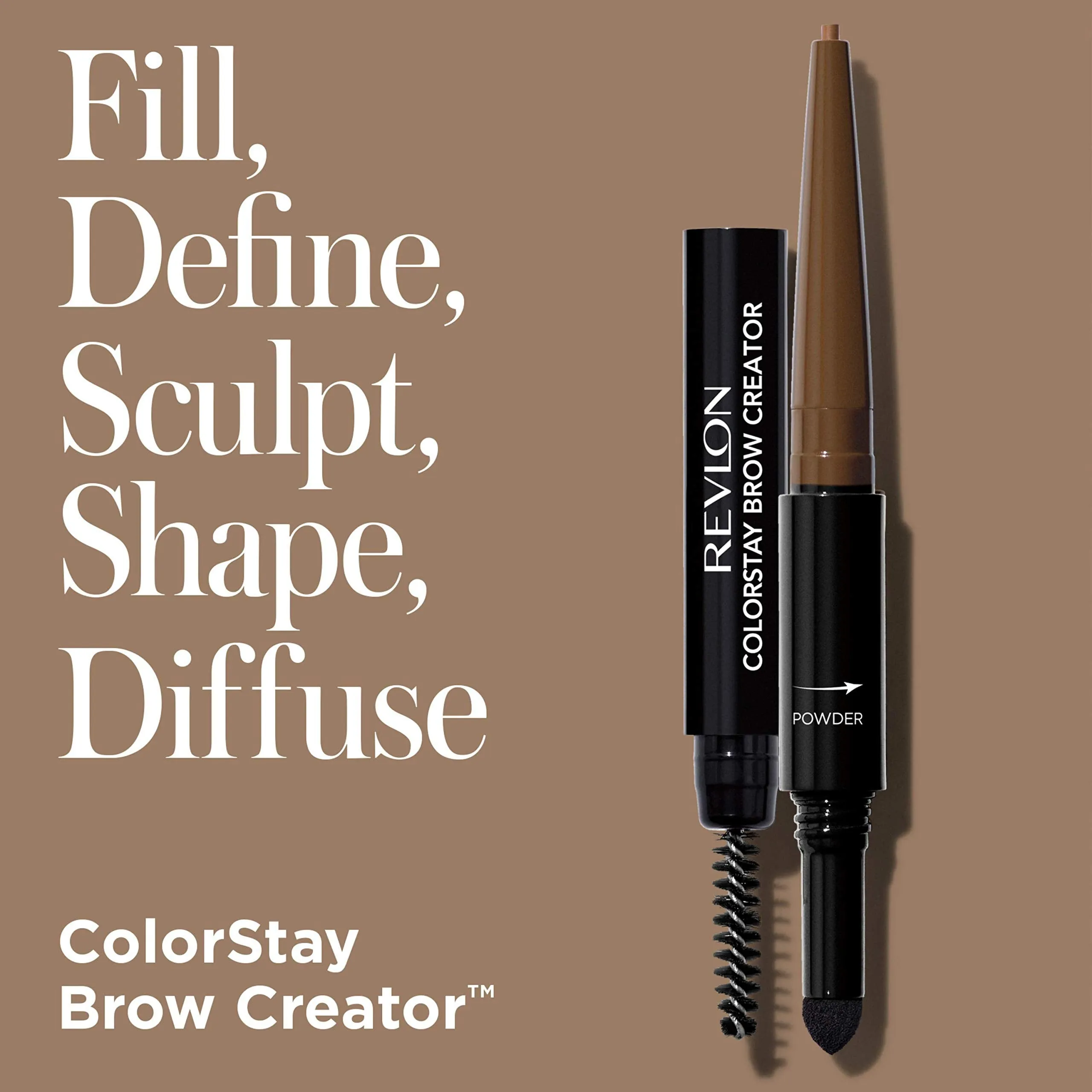 Revlon Colorstay Eyebrow Pencil Creator with Powder & Spoolie Brush to Fill, Define, Sculpt, Shape & Diffuse Perfect Brows, Medium Brown (635) 0.23 oz