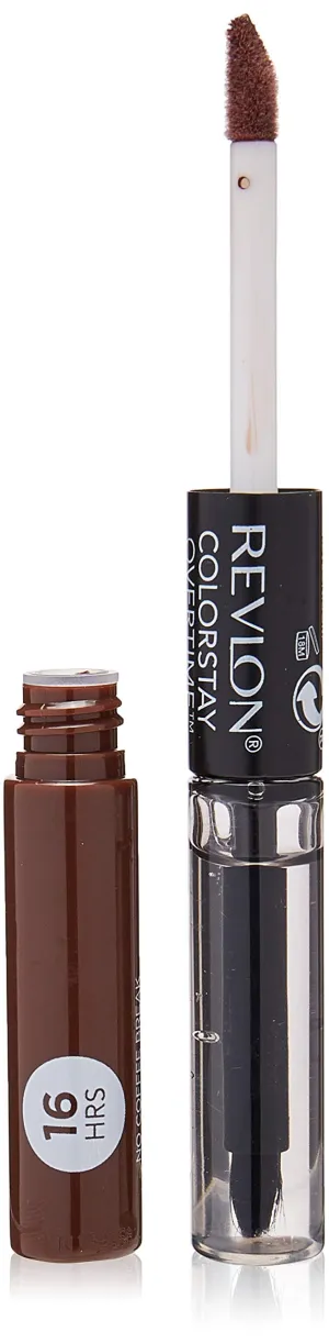 Revlon ColorStay Overtime Lipcolor, Dual Ended Longwearing Liquid Lipstick with Clear Lip Gloss, with Vitamin E in Nude, No Coffee Break (570), 0.07 oz