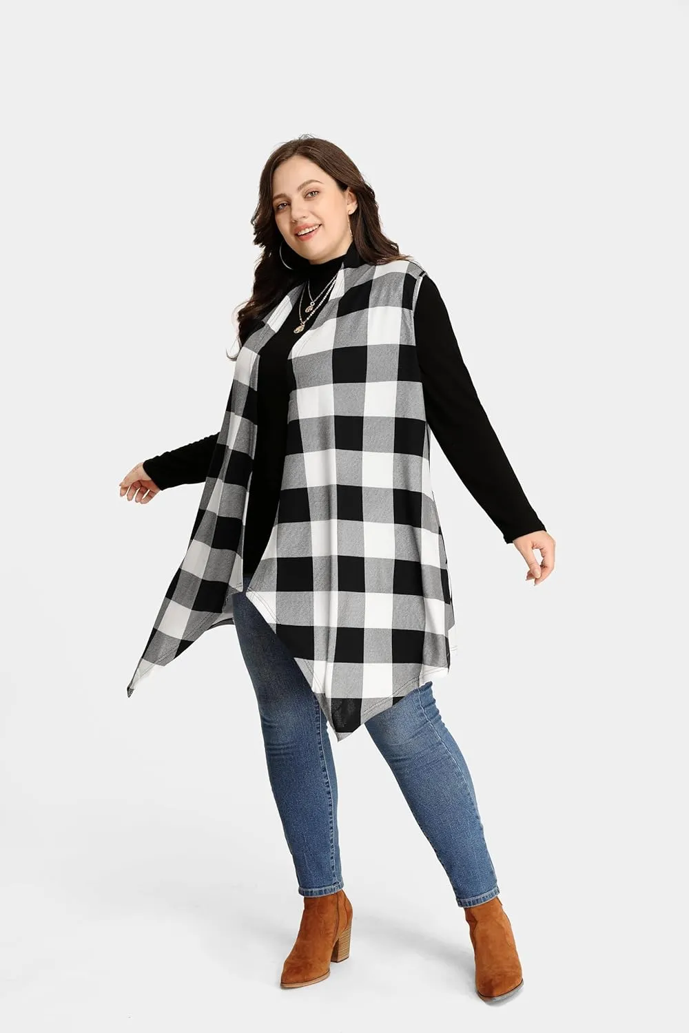 RITERA Plus Size Open Front Long Cardigan for Women Fall Long Sleeve Cardigans with Pockets Loose Lightweight Coat for Winter