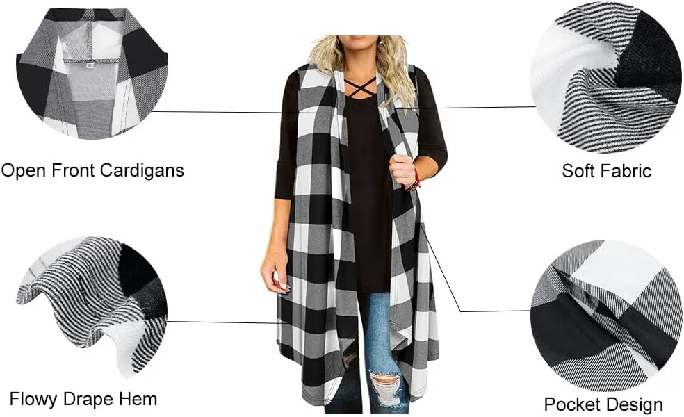 RITERA Plus Size Open Front Long Cardigan for Women Fall Long Sleeve Cardigans with Pockets Loose Lightweight Coat for Winter