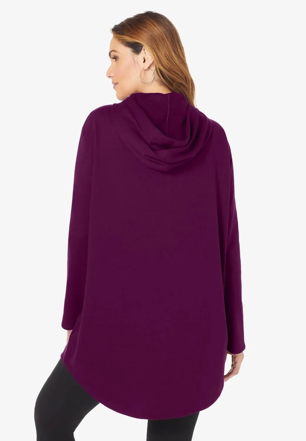 Roaman's Women's Plus Size Fleece Zip Hoodie Sweatshirt